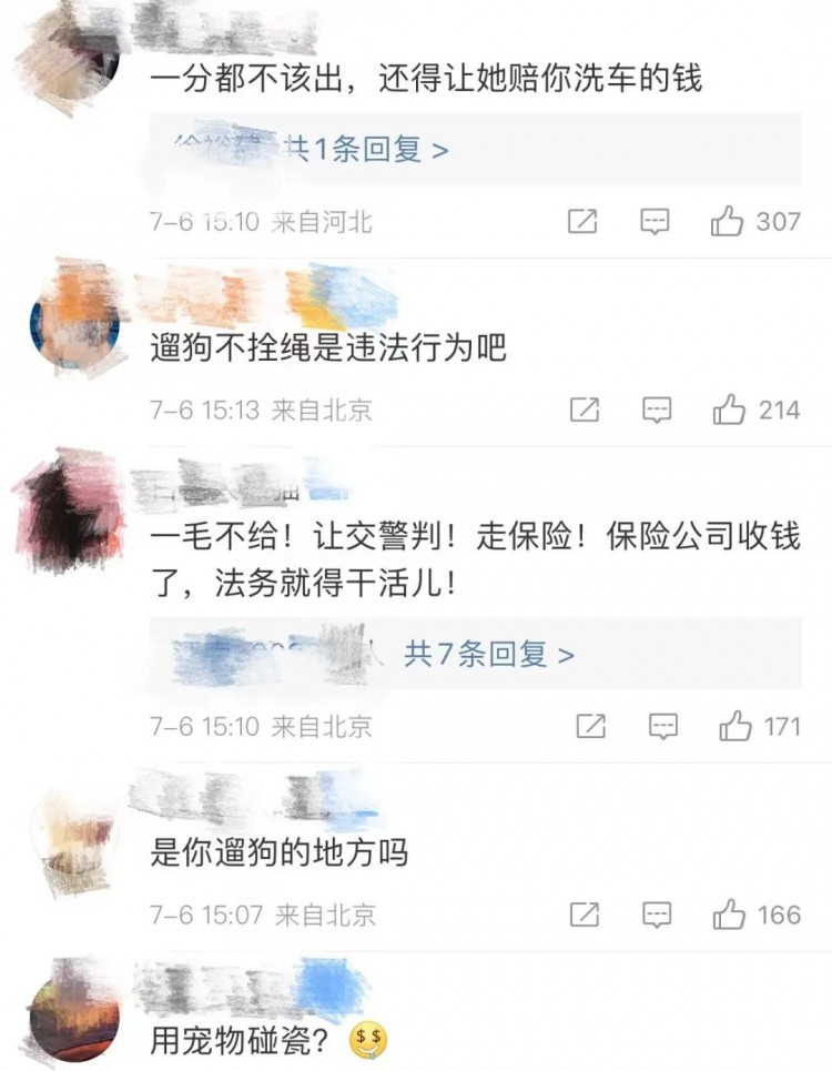 北京一宠物狗主人在地库遛狗不栓绳狗被撞伤后这样要求